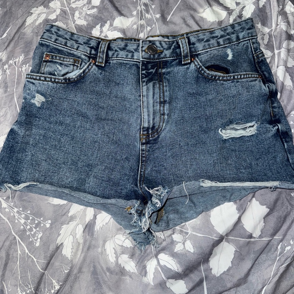 Primark Blue Distressed Jean Shorts